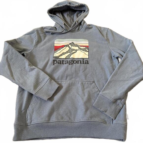 Patagonia Other - Patagonia Uprisal Hoodie Mens Medium Gray/Blue Logo Pullover Sweatshirt